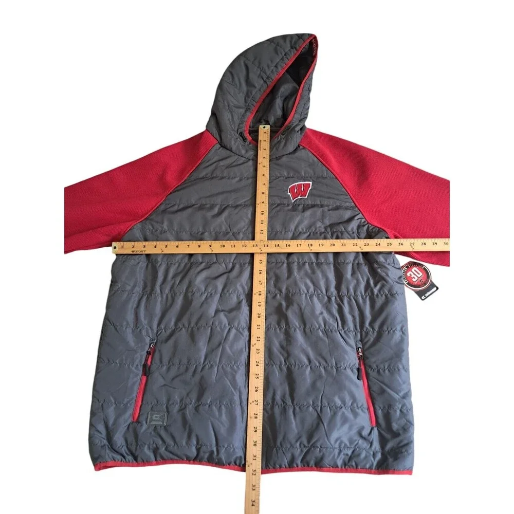 University of Wisconsin Men's Gray & Red Hooded Jacket